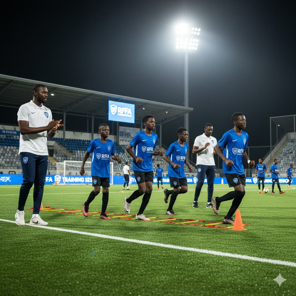 Young football player in action